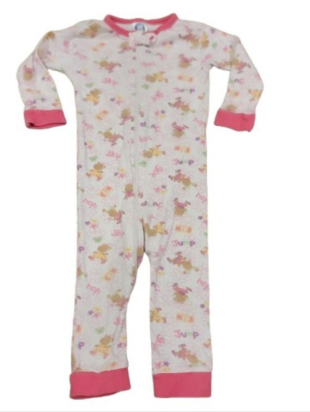 Gerber‎ Zip Up Footless Sleeper Toddler Girls Size 12M White Pink Bunny Pajamas